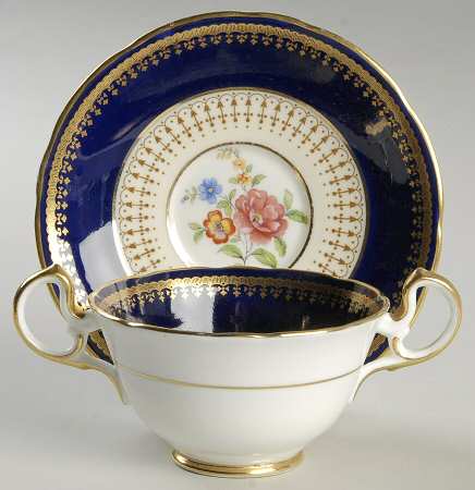 Hatfield Cobalt Blue Footed Bouillon Cup & Saucer
