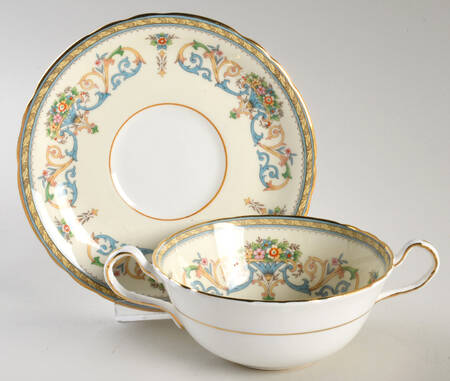 Henley (Scalloped, Gold Trim) Cream Soup Bowl & Saucer Set