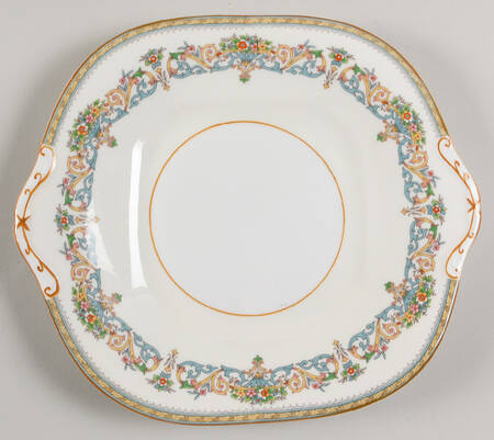 Henley (Scalloped, Yellow Trim) Square Handled Cake Plate