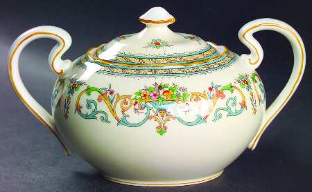 Henley (Scalloped, Yellow Trim) Sugar Bowl & Lid