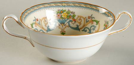 Henley (Scalloped, Yellow Trim) Flat Cream Soup Bowl