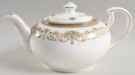 Henley (Smooth, Gold Trim, Blue Backstamp) Teapot & Lid