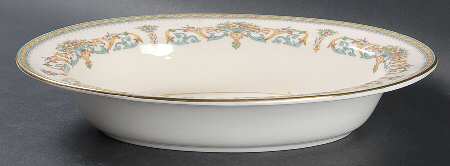 Henley (Smooth, Gold Trim, Blue Backstamp) 10" Oval Vegetable Bowl