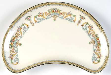 Henley (Smooth, Gold Trim, Blue Backstamp) Crescent Salad Plate