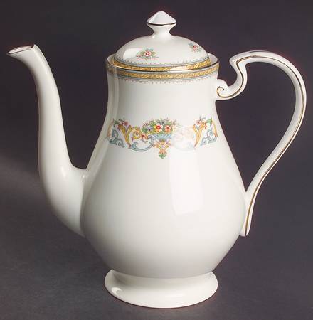 Henley (Smooth, Gold Trim, Blue Backstamp) Coffee Pot & Lid