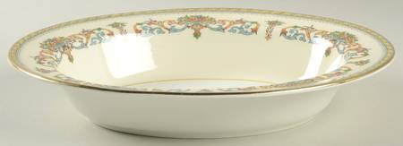 Henley (Smooth, Gold Trim, Green Backstamp) 10" Oval Vegetable Bowl