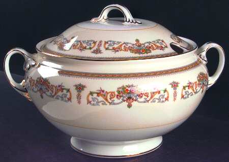 Henley (Smooth, Gold Trim, Green Backstamp) Tureen &  Lid