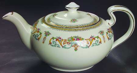 Henley (Smooth, Gold Trim, Green Backstamp) Teapot & Lid