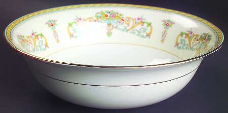 Henley (Smooth, Gold Trim, Green Backstamp) 9" Round Vegetable Bowl