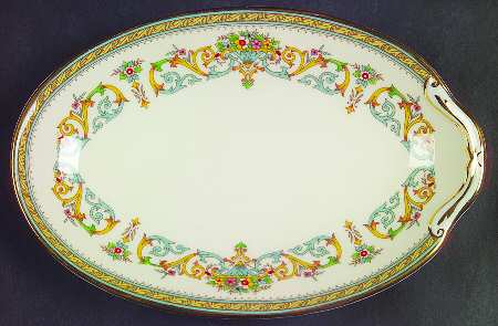 Henley (Smooth, Gold Trim, Green Backstamp) Pickle Dish