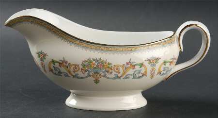 Henley (Smooth, Gold Trim, Green Backstamp) Gravy Boat