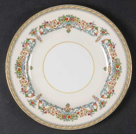 Henley (Smooth, Gold Trim, Green Backstamp) Dessert/Pie Plate