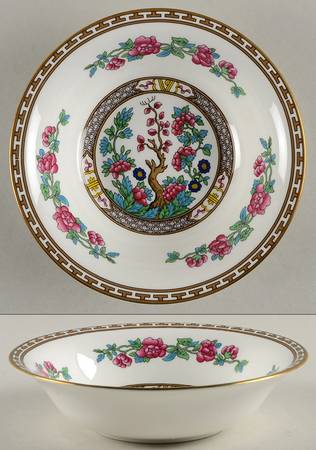 Indian Tree (Gold Trim, Gold Key, Smooth) Coupe Cereal Bowl by John  Aynsley & Sons