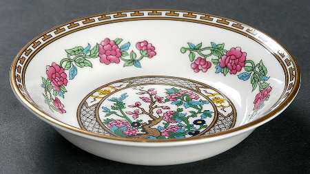 Indian Tree (Gold Trim, Gold Key, Smooth) Fruit/Dessert (Sauce) Bowl by John  Aynsley & Sons