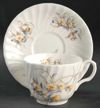 Just Orchids Flat Cup & Saucer Set