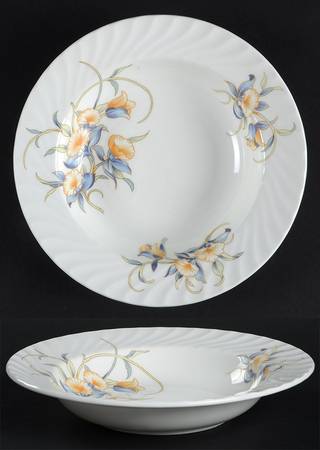 Just Orchids Rim Soup Bowl