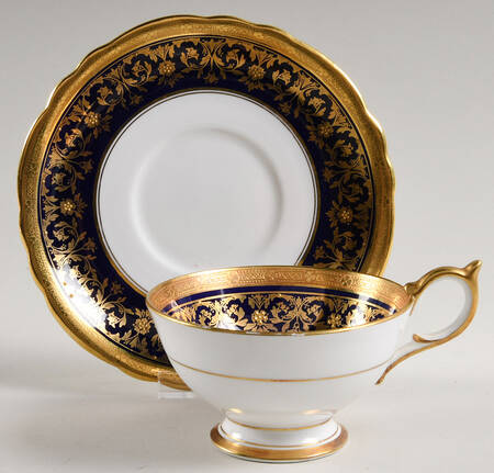 Kenilworth Cobalt Blue (Scalloped) Footed Cup & Saucer Set by John  Aynsley & Sons