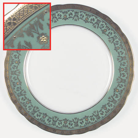 Kenilworth Green (Scalloped, Gold Encrusted) by John  Aynsley &amp; Sons