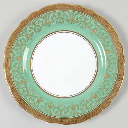 Kenilworth Green (Scalloped, Gold Encrusted) Bread & Butter Plate