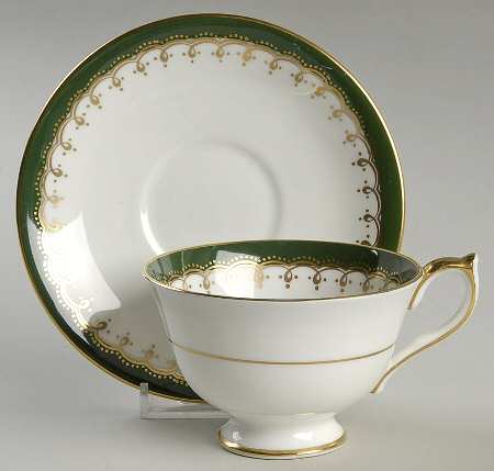 Laurette Green (Smooth) Footed Cup & Saucer Set