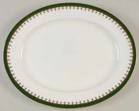 Laurette Green (Smooth) 13" Oval Serving Platter