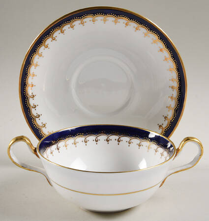Laurette Cobalt Blue Flat Cream Soup Bowl & Saucer Set by John  Aynsley & Sons