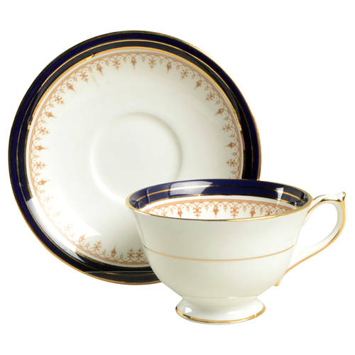 Leighton Cobalt (Smooth) Footed Cup & Saucer Set by John  Aynsley & Sons