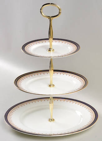 Leighton Cobalt (Smooth) 13 7/8"-14 1/4" 3-Tiered Serving Tray(DP,SP,BB) HC
