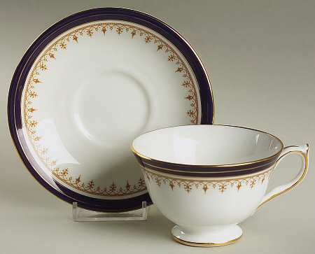 Leighton Cobalt (Smooth) Footed Cup & Saucer Set