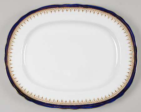 Leighton Cobalt (Scalloped) 13" Oval Serving Platter