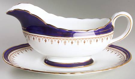 Leighton Cobalt (Scalloped) Gravy Boat & Underplate