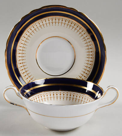 Lynton Cobalt Blue Flat Cream Soup Bowl & Saucer Set