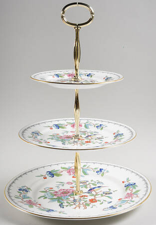 Pembroke (Gold Trim) 13 7/8"-14 1/4" 3-Tiered Serving Tray(DP,SP,BB) HC