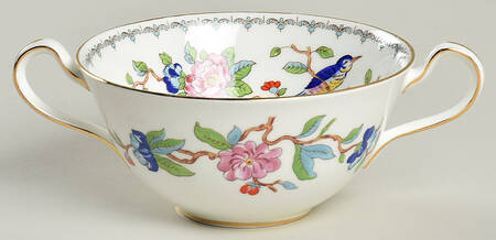 Pembroke (Gold Trim) Flat Cream Soup Bowl by John  Aynsley & Sons