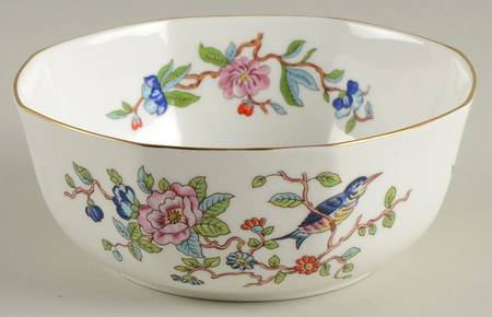 Pembroke (Gold Trim) Cranberry Bowl