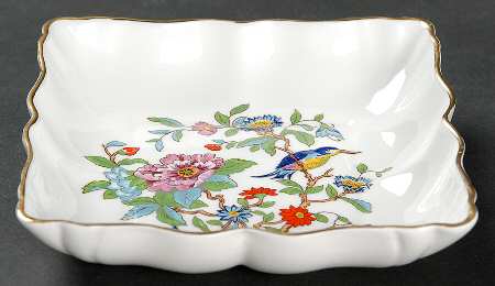 Pembroke (Gold Trim) Small Square Sweet Meat Dish by John  Aynsley & Sons