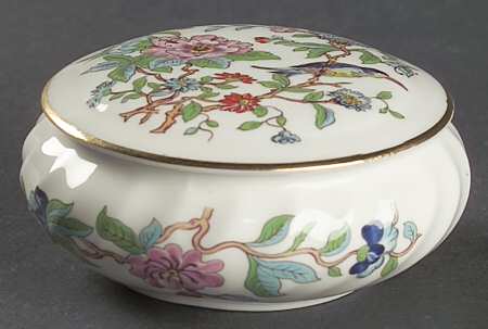 Pembroke (Gold Trim) 3" Round Box & Lid by John  Aynsley & Sons