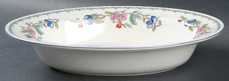 Pembroke (Blue Trim) 10" Oval Vegetable Bowl by John  Aynsley & Sons
