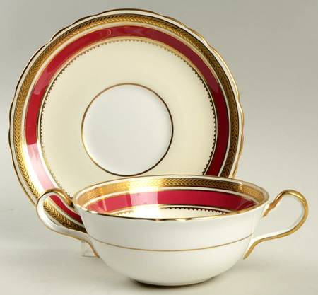 Regency Red Flat Cream Soup Bowl & Saucer Set