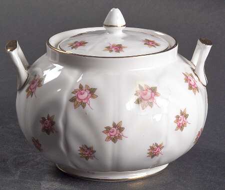 Rosedale (Pink Roses, Crocus Shape) Sugar Bowl & Lid