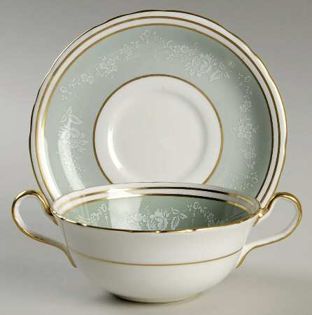 Rosewood (Scalloped) Flat Cream Soup Bowl & Saucer Set