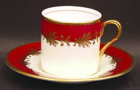 Rutland Burgundy Flat Demitasse Cup & Saucer Set