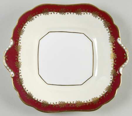 Rutland Burgundy Square Handled Cake Plate