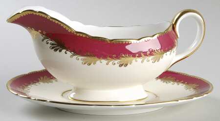 Rutland Burgundy Gravy Boat & Underplate