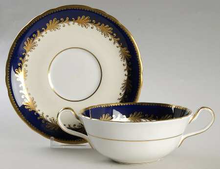 Rutland Cobalt Blue Flat Cream Soup Bowl & Saucer Set