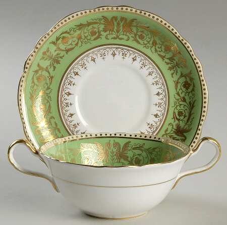 Seville Green Flat Cream Soup Bowl & Saucer Set
