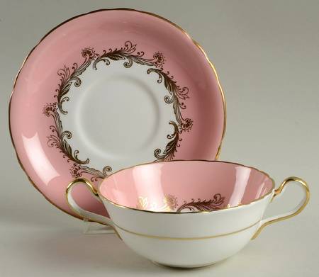 Sheraton Rose Flat Cream Soup Bowl & Saucer Set