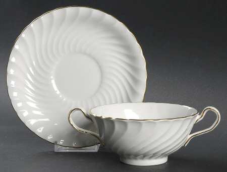 Simplicity Footed Cream Soup Bowl & Saucer Set