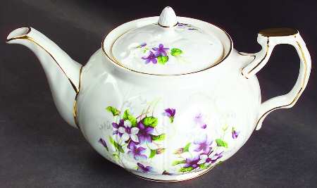 Violette (White Background) Teapot & Lid