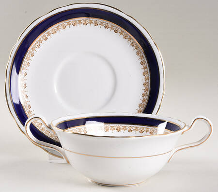 Warwick Blue Flat Cream Soup Bowl & Saucer Set